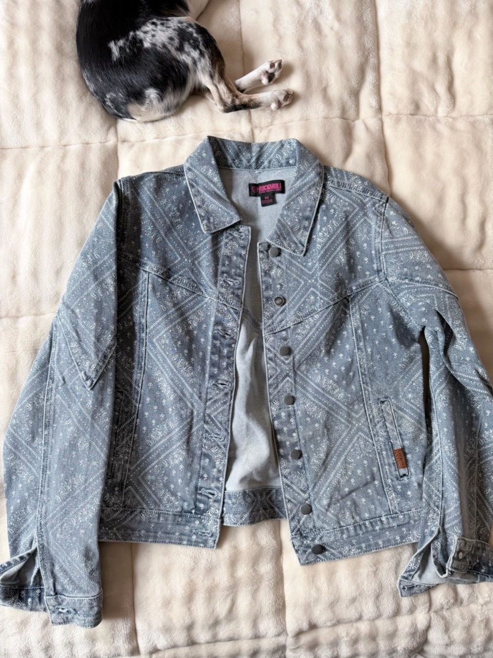 Rock & Roll Light Blue Patterned Denim Jacket